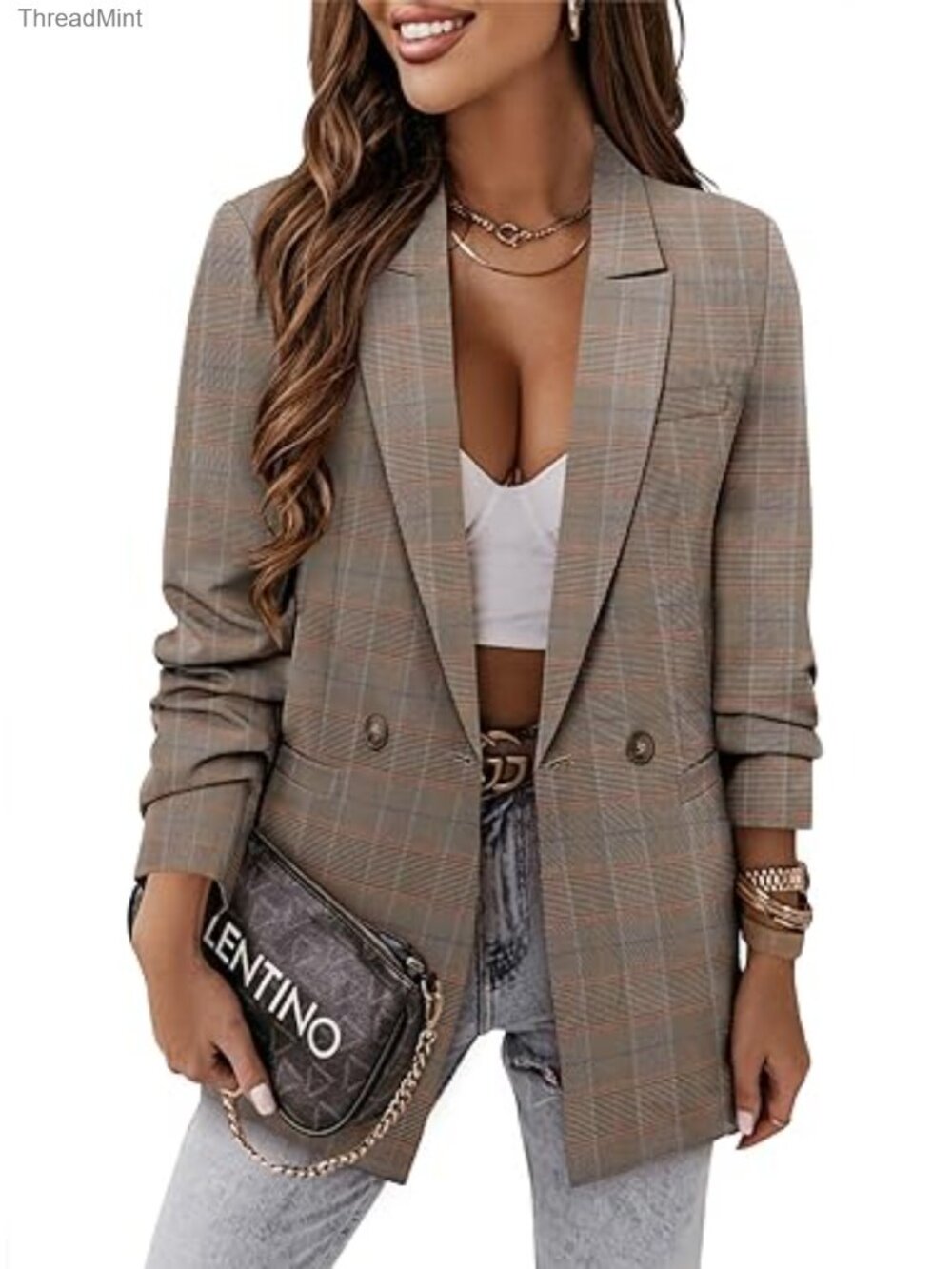 Women's Long Sleeve Notch Collar Blazer Polyester Spandex Business Casual Suit